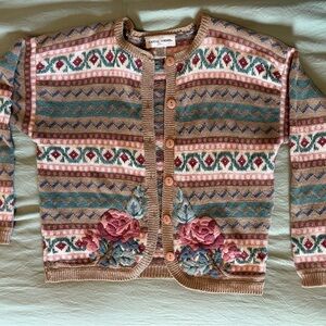 Vintage Color Work Rose Cardigan